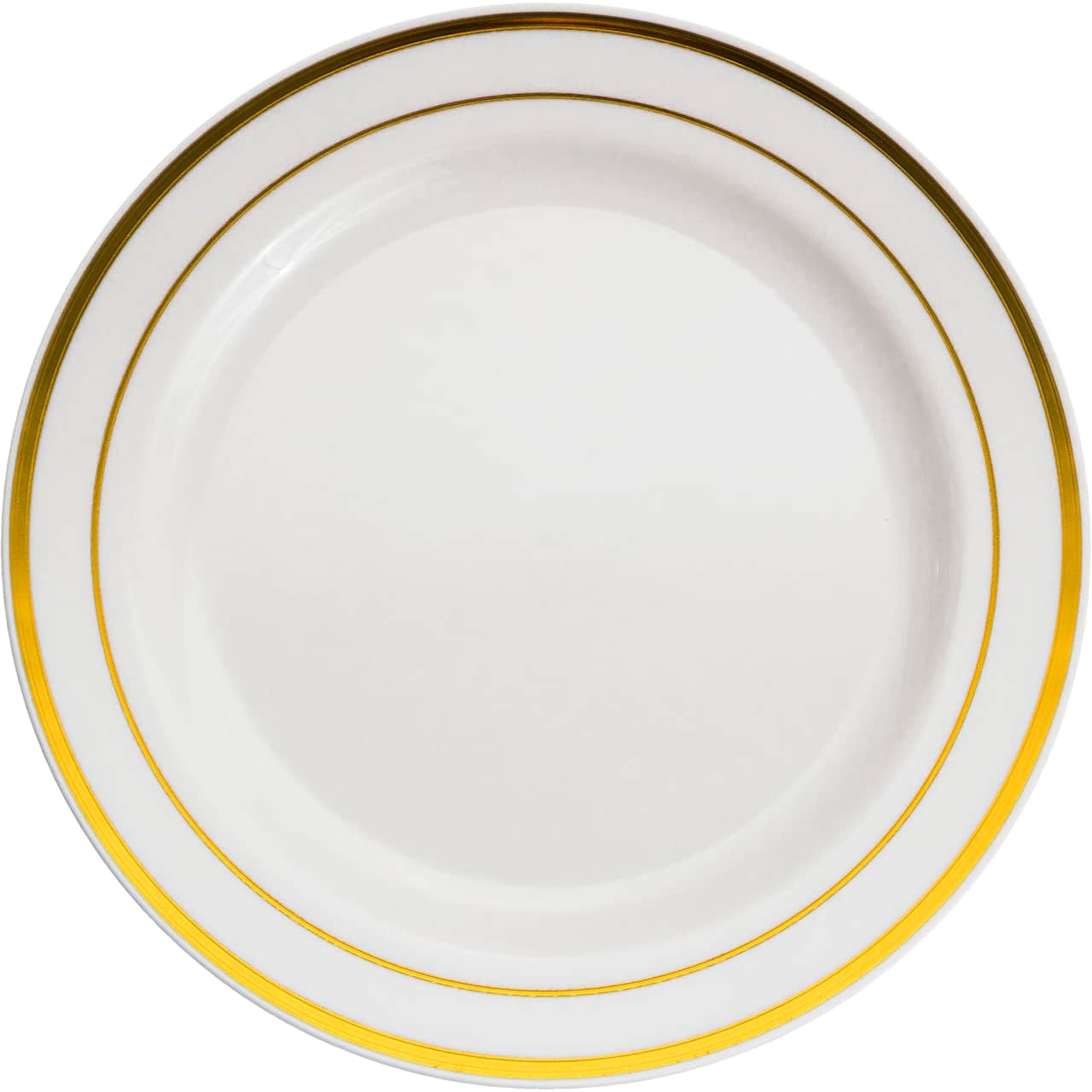 12 Packs: 10 ct. (120 total) 7.5" Round Lunch Plates with Gold Trim by Celebrate It™